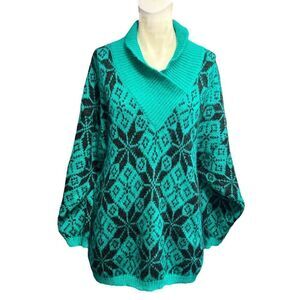 Vintage Benetton Sweater XL Fair Isle Nordic Mohair Pullover Slouch 80's Unisex